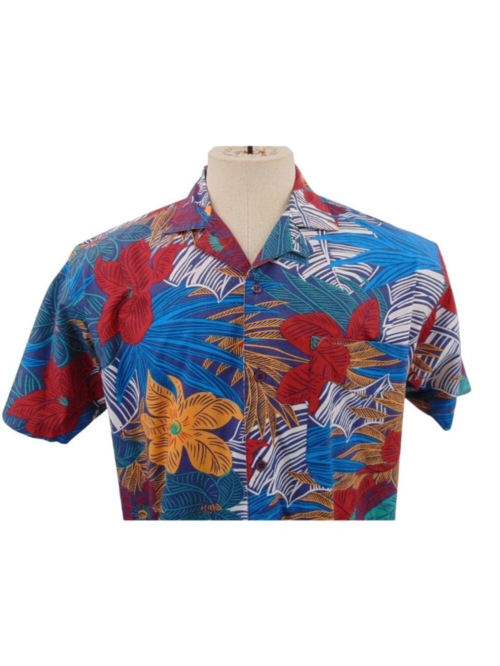 Occhi Mare Vintage 80s Hawaiian Shirt L Cotton Bold Floral Multi Color All Over - Picture 4 of 9